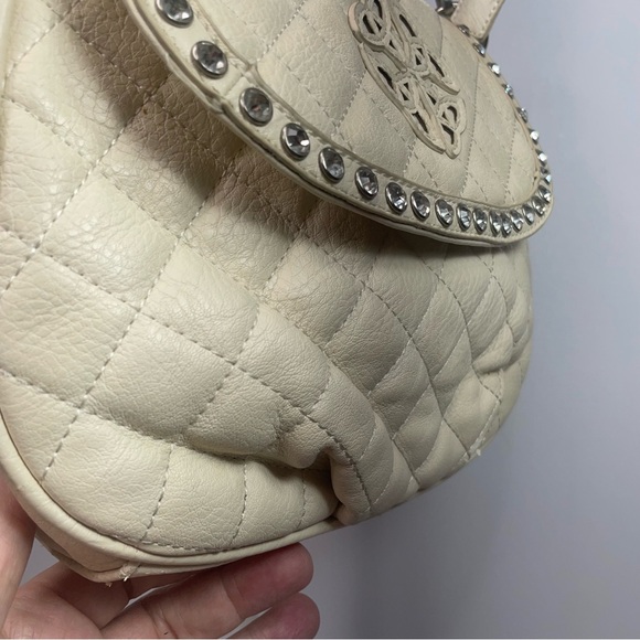 Silverake Cream Leather Quilted & Rhinestone Embossed Purse - Picture 15 of 16